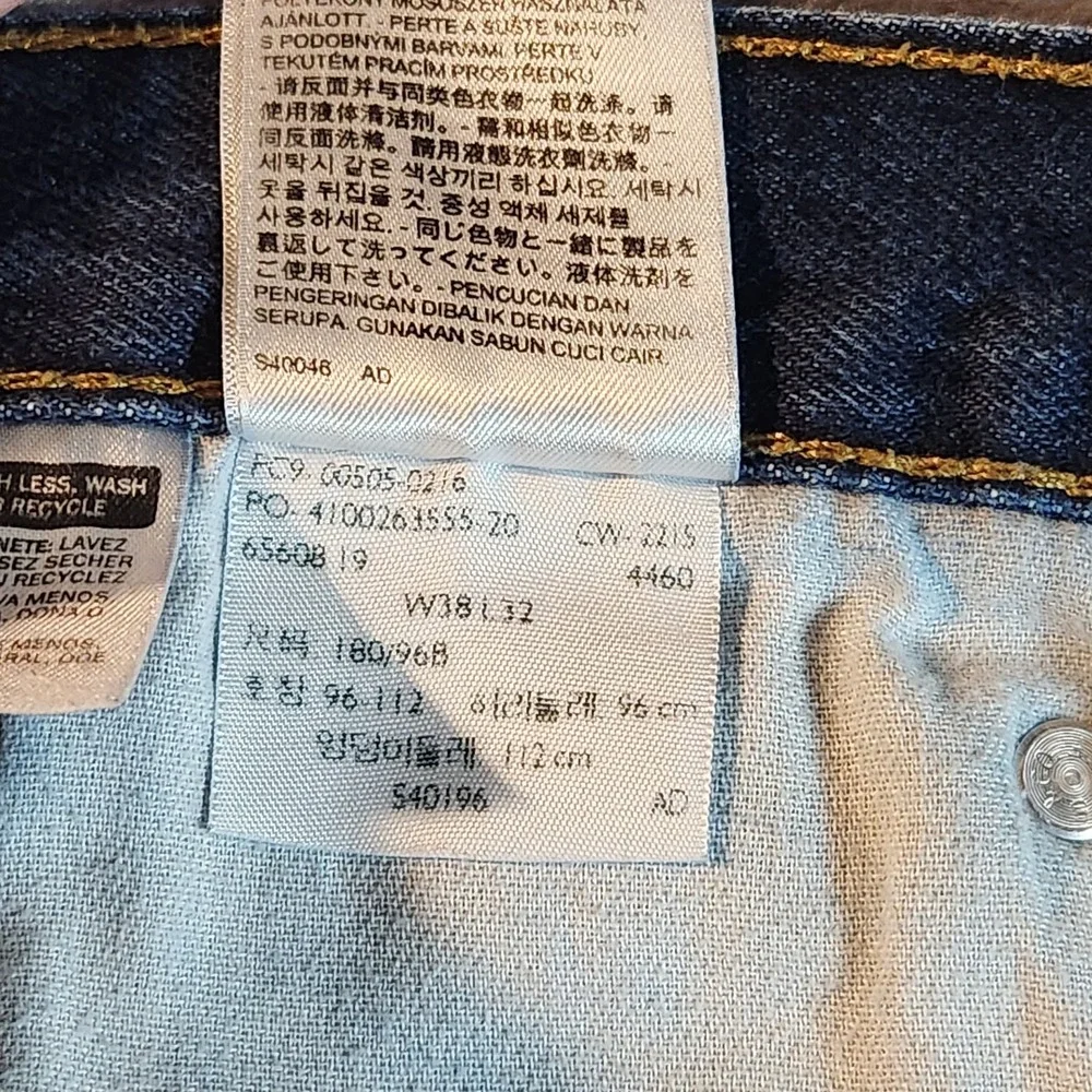 Levis 505 Jeans Mens 38x32 Blue Classic Straight Leg Mid Rise Dark Wash Denim